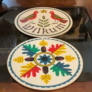 Vintage 1960’s,Decorative trivets with Bird and Leaf Designs.   Very nice.
